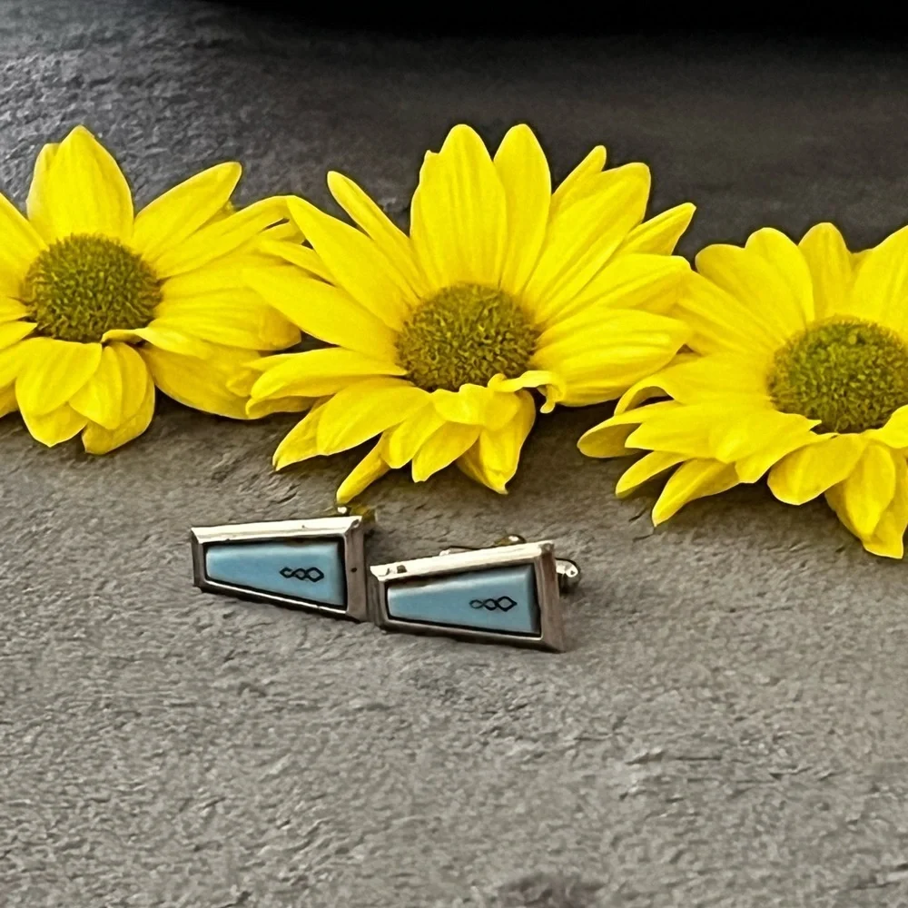 Vintage Silver and Blue Cufflinks